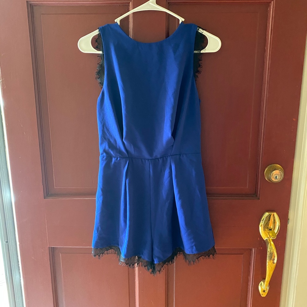 Bar III blue with black lace romper - sz s